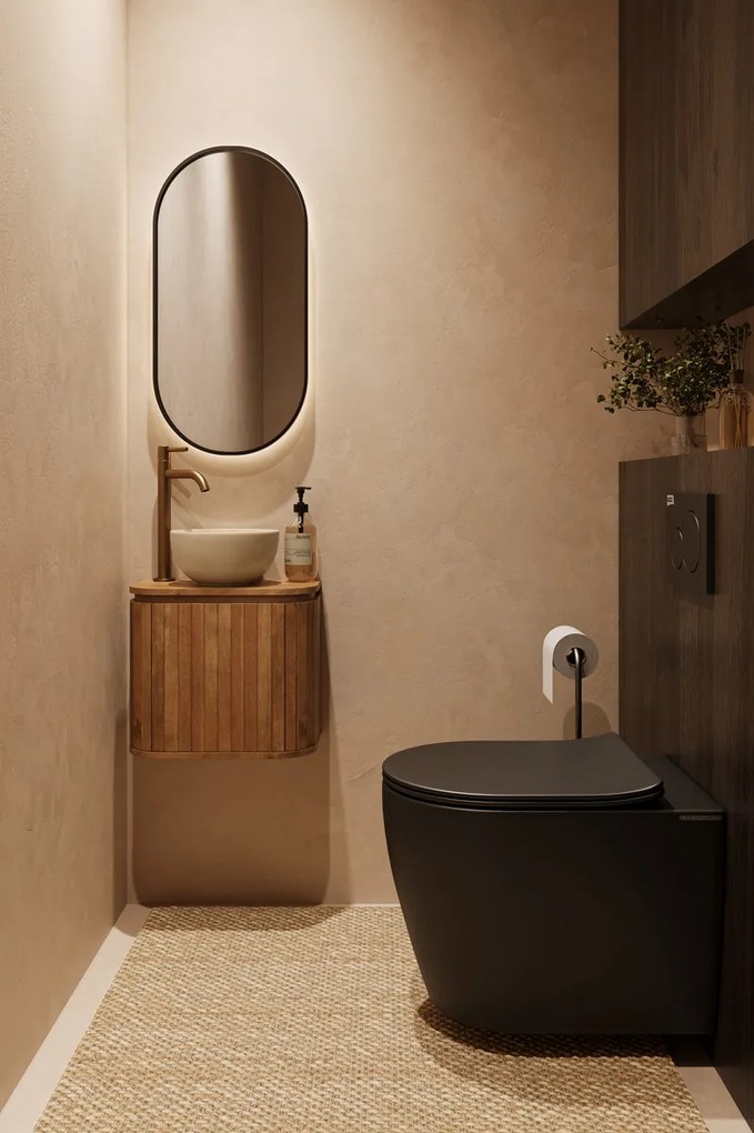 Livli Estrela toiletmeubel links 40cm ribbelfront met waskom in ivoor