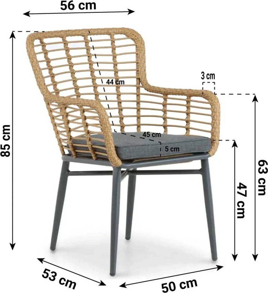 Tuinset 4 personen 180 cm Aluminium/wicker Taupe Lifestyle Garden Furniture Toledo/Vienna