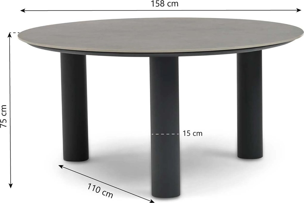 Dining Tuintafel rond 158 cm Grijs Trino