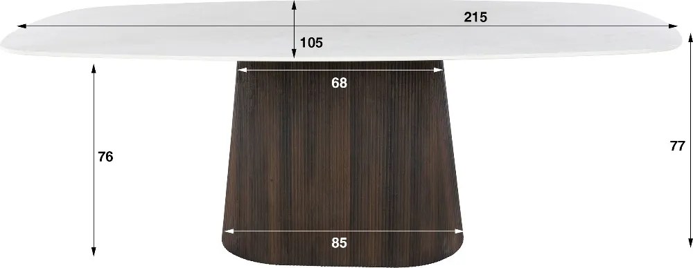 Deens Ovale Eettafel Keramiek - 215 X 105cm.