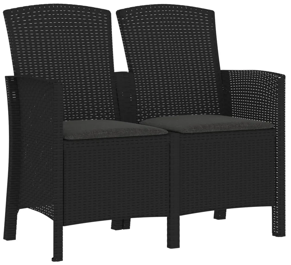 vidaXL Tuinbank 2-zits met kussens PP-rattan grafietkleurig