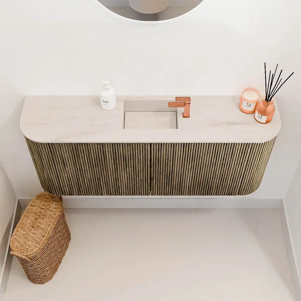 Mondiaz Joya DLux 105cm toiletmeubel ronding links/rechts dusk met wastafel faye midden 1 kraangat meli