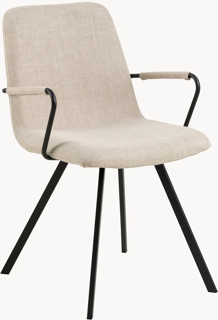 Gestoffeerde eetkamerstoelen Selina met armleuningen, 2-delig