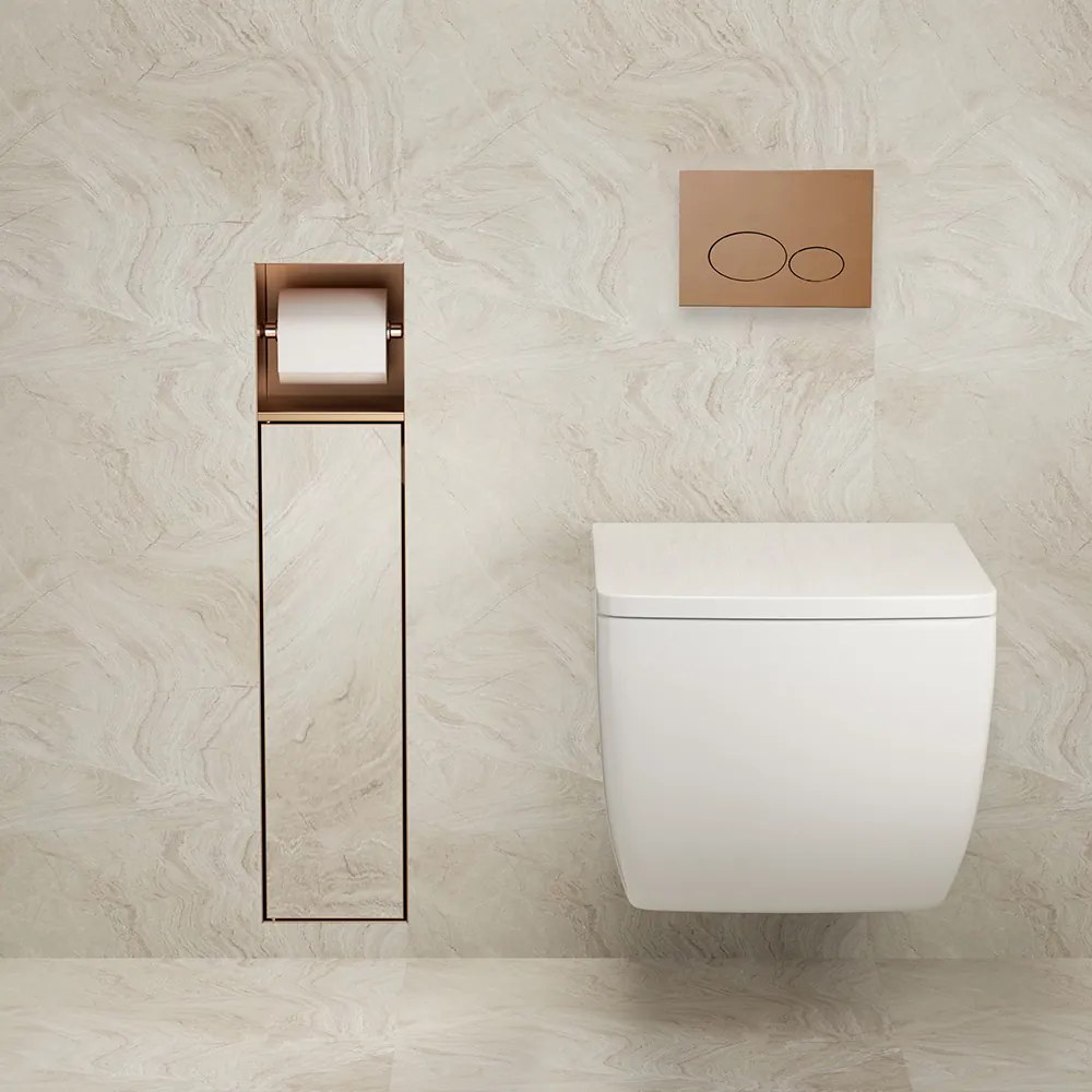 Mueller Bronzo inbouw toiletrol en borstelhouder betegelbaar brons geborsteld