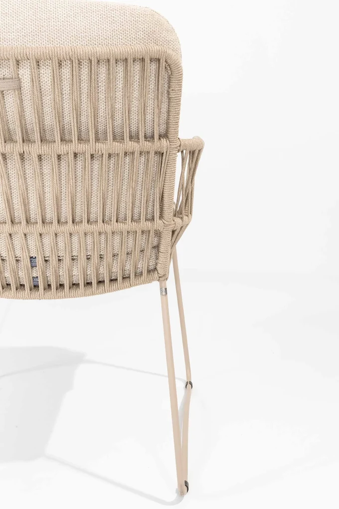 4 Seasons Outdoor Murcia tuinset latte met teak Prado tafel Ø 130 cm Tuinset beige weerbestendig