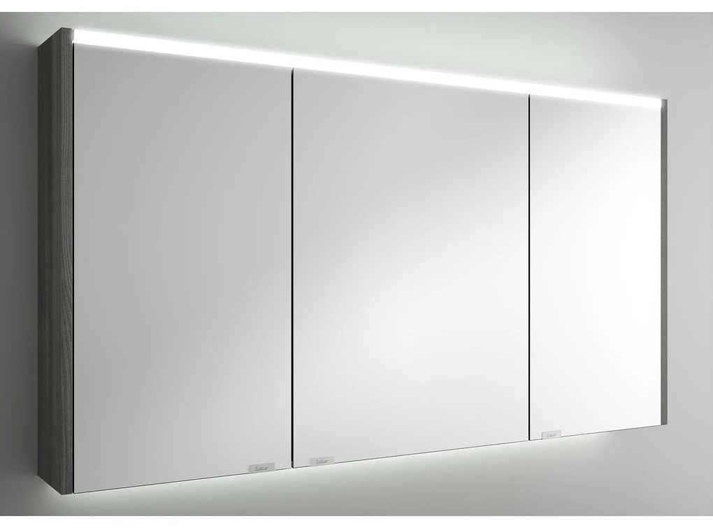 Muebles Ally spiegelkast met verlichting bovenkant 122x66cm zwart eiken