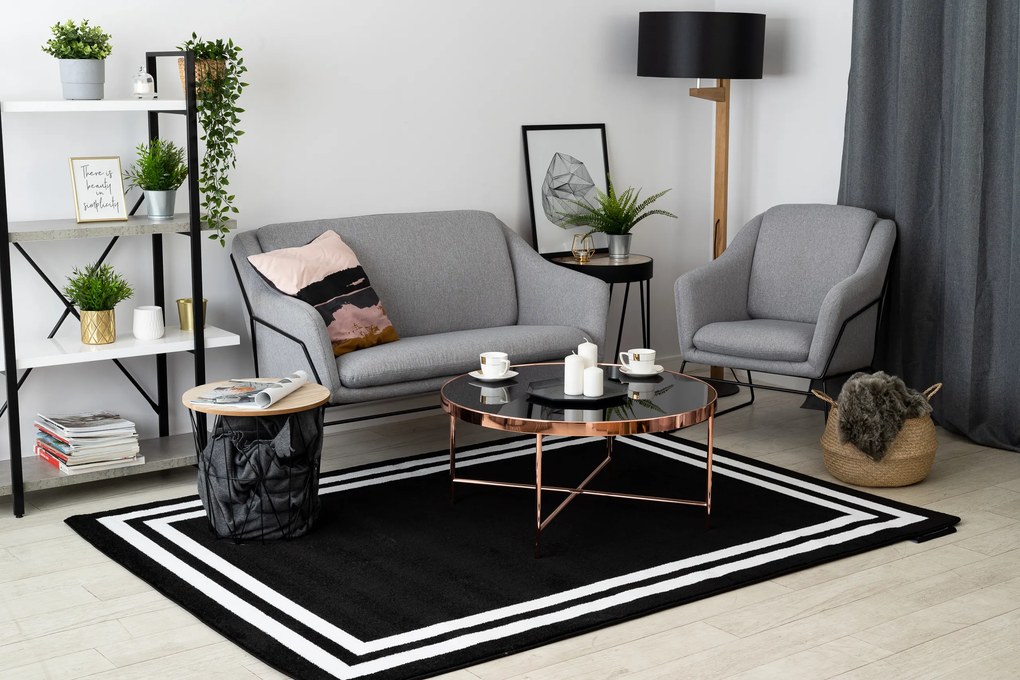 Tapijt HAMPTON Kader zwart - TWEEDE-KLASSE PRODUCT