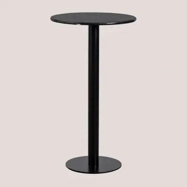 Ronde Hoge Bartafel Ø60 Cm In Rocher Marmer Zwart & Marmer Nero Marquina - Sklum