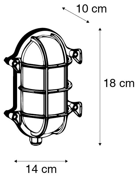 Buitenlamp Retro wandlamp goud 18 cm IP44 - Nautica 2 ovaal Landelijk / Rustiek, Retro E27 IP44 Buitenverlichting