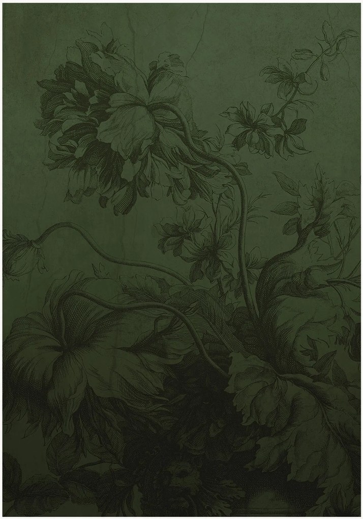 Behang Gradient Flowers groen