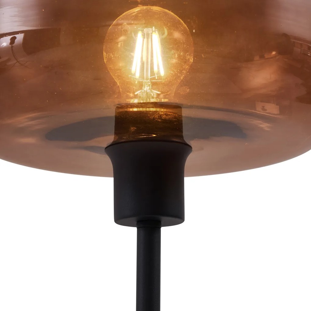 Retro vloerlamp zwart met brons glas - Bizle Retro E27 rond Binnenverlichting Lamp