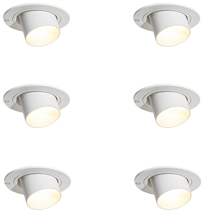 Set van 6 inbouwspots wit GU10 35mm rond kantelbaar - Installa Modern GU10 Binnenverlichting Lamp