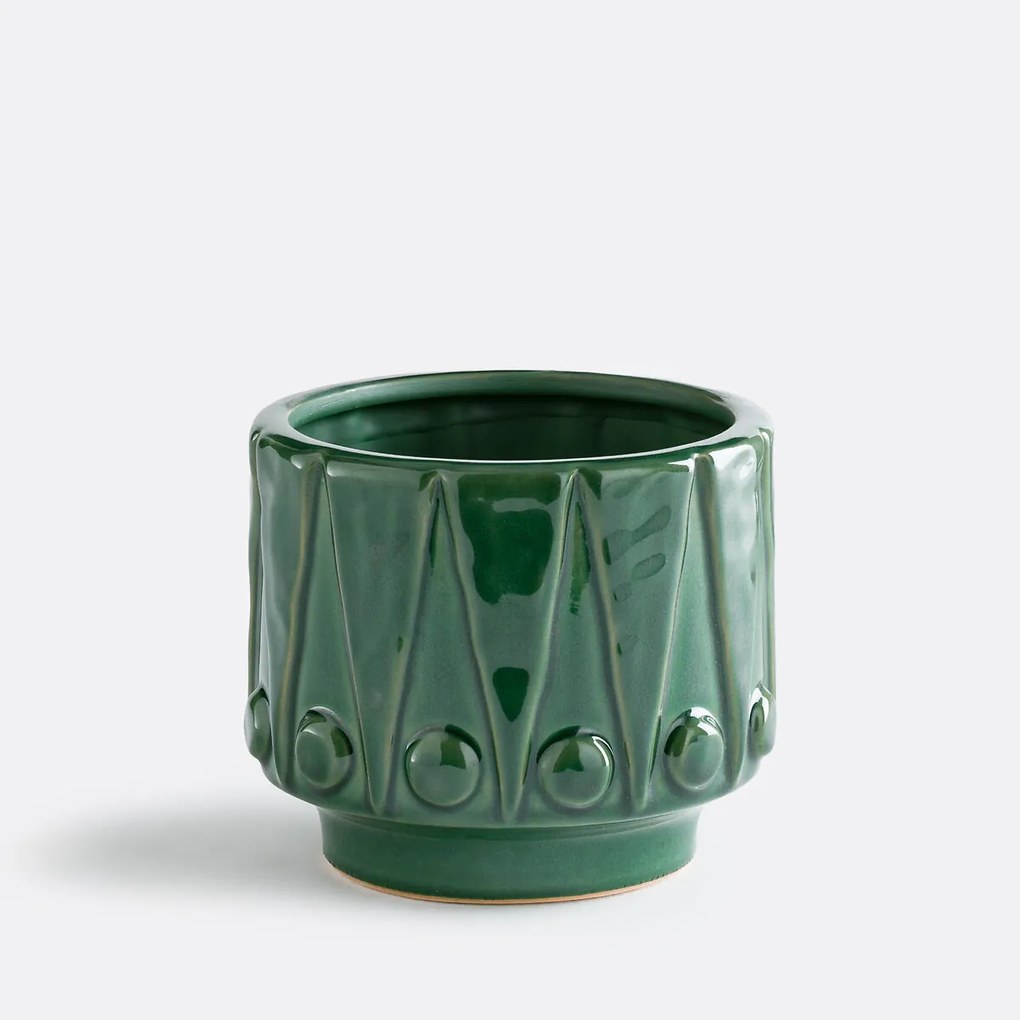 Bloempot van reliëfkeramiek, diameter 15 cm, KYRIA