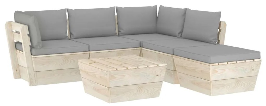 vidaXL 6-delige Loungeset met kussens pallet vurenhout
