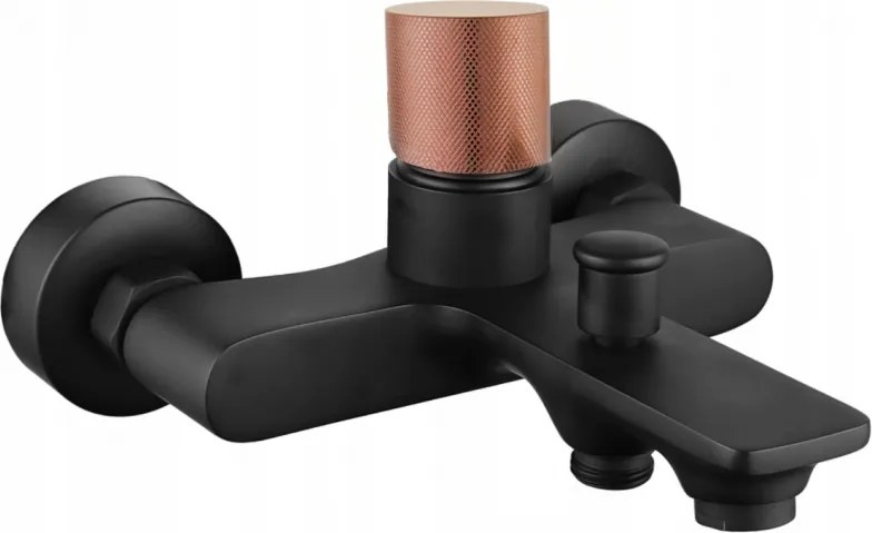 Mexen Royo One badkraan, zwart/roze-goud - 72230-76