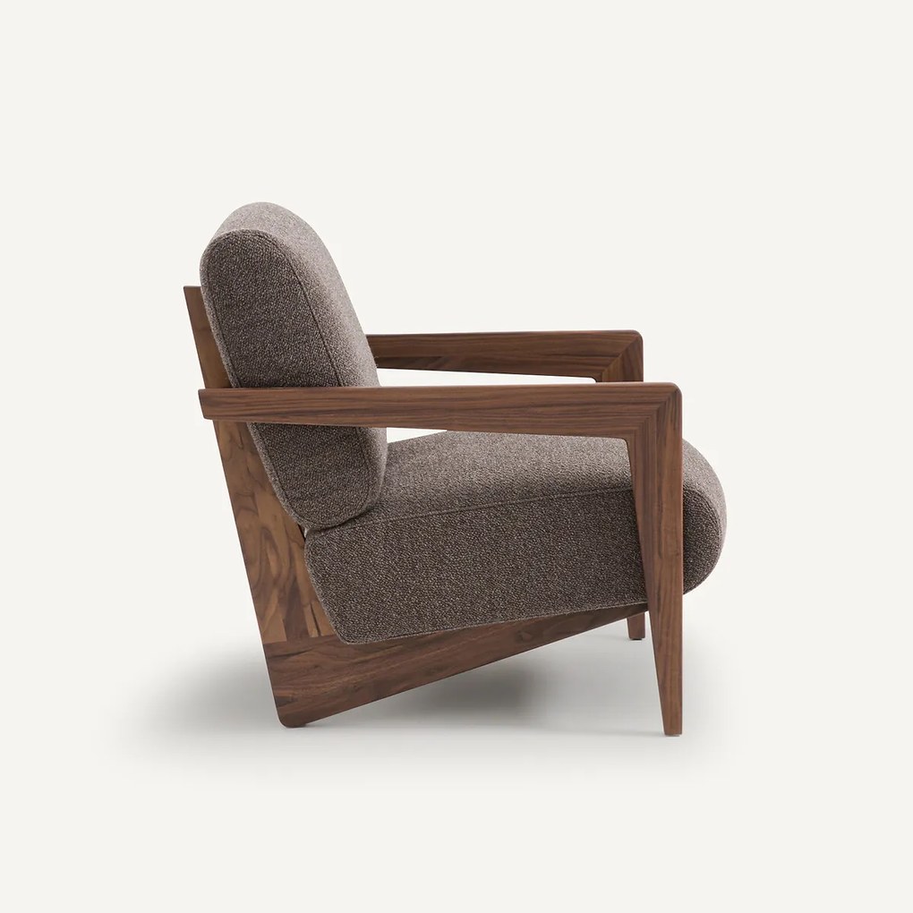 Fauteuil in massief notenhout en bouclette, Izag