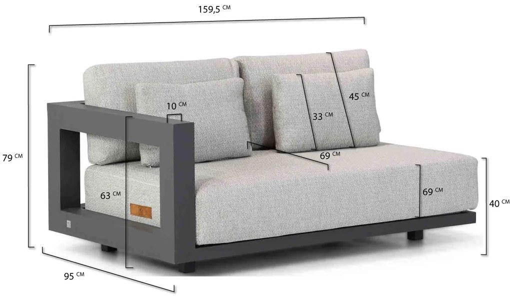 Chaise Loungeset Aluminium Grijs 3 personen 4 Seasons Outdoor Metropolitan/Lifestyle