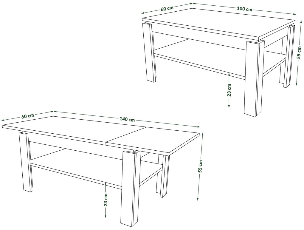 ASTI-R Artisan eiken/beige - moderne salontafel met uitschuifbaar blad