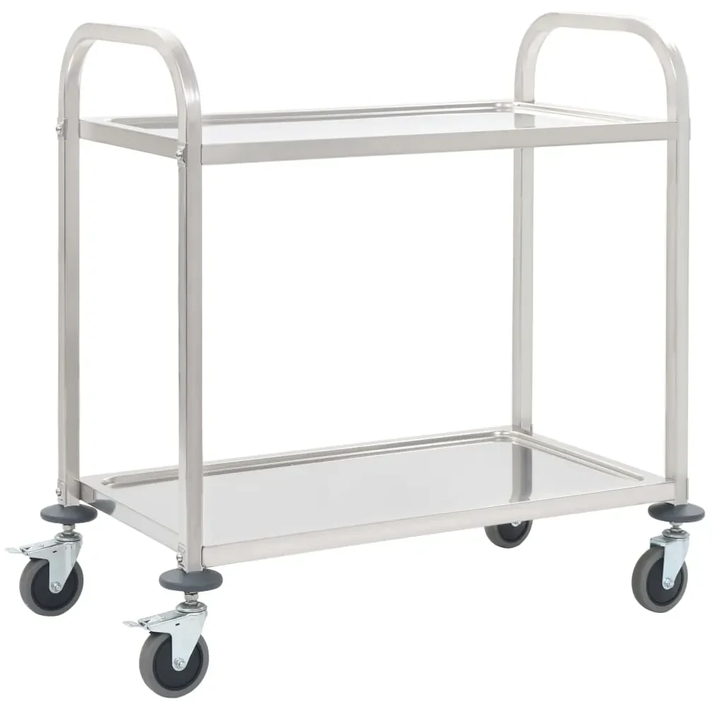 vidaXL Keukentrolley 2-laags 95x45x83,5 cm roestvrij staal