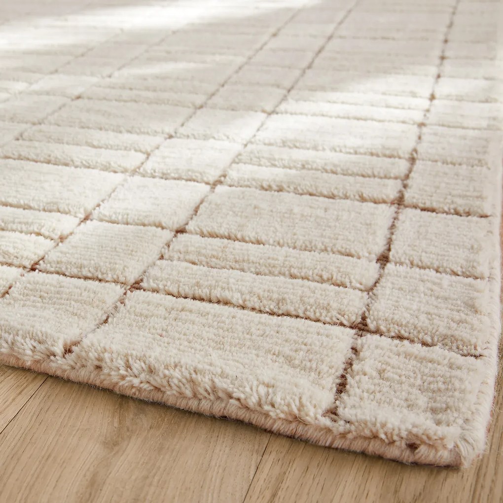 Raster vloerkleed in zuiver wol met de hand geknoopt, Mondria
