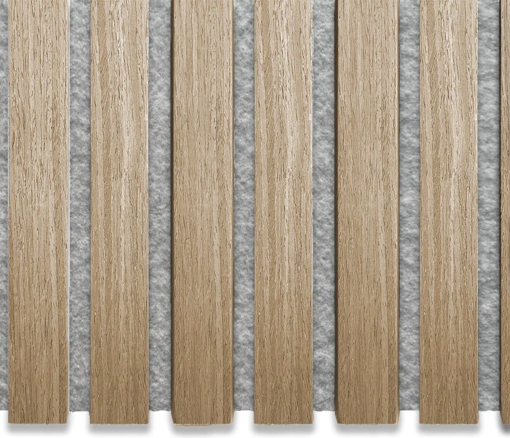 AkuPanel 240 cm Naturel Eiken   - Akoestische panelen- Grijs vilt