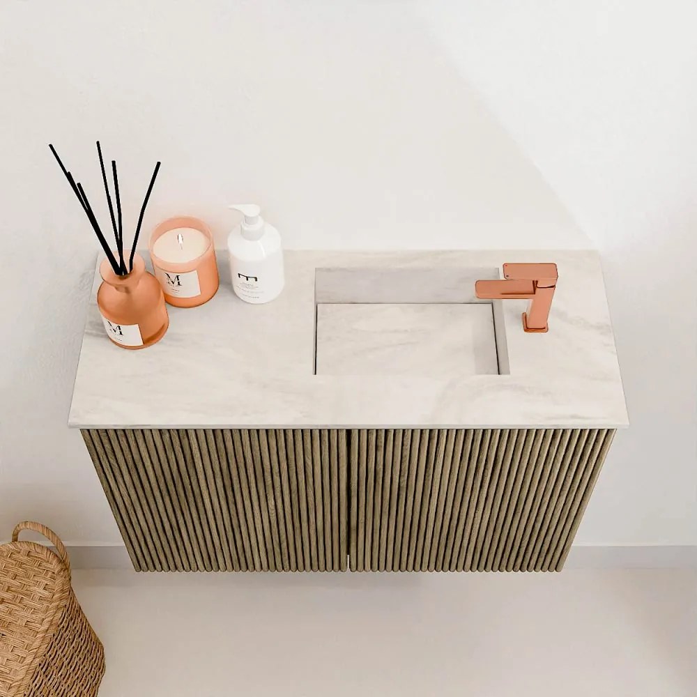 Mondiaz Joya DLux 60cm toiletmeubel dusk met wastafel faye rechts 1 kraangat ostra