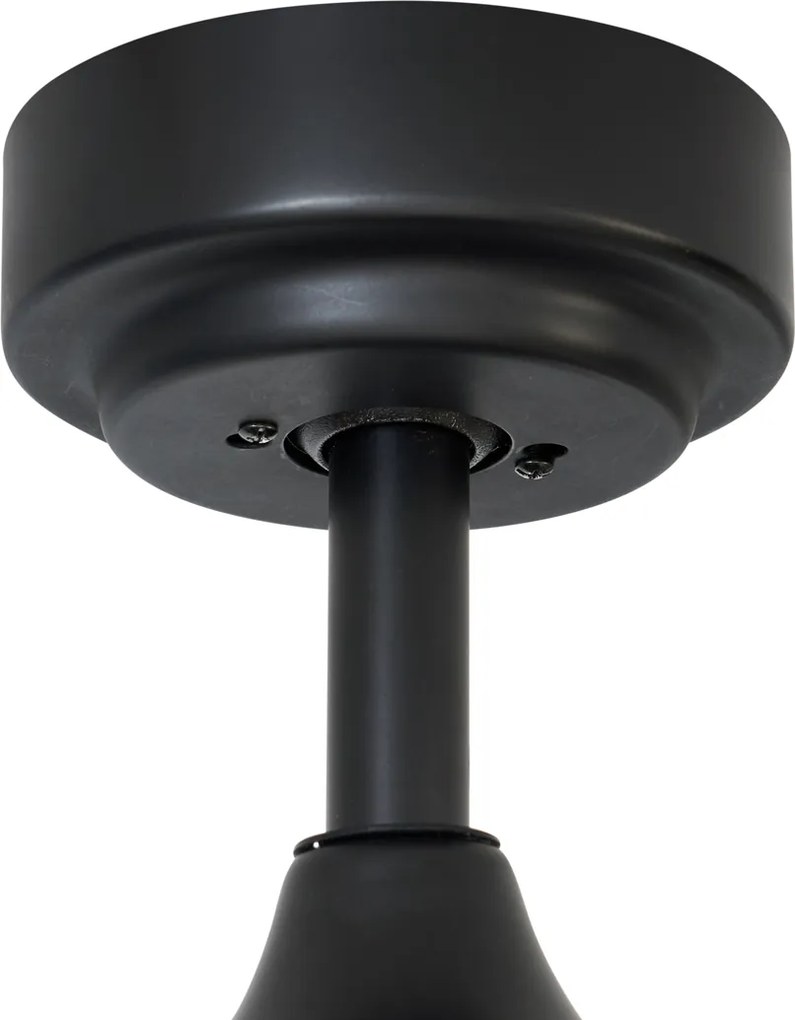 Plafondventilator zwart met hout print 132cm incl. LED dimbaar met afstandsbediening - Joly