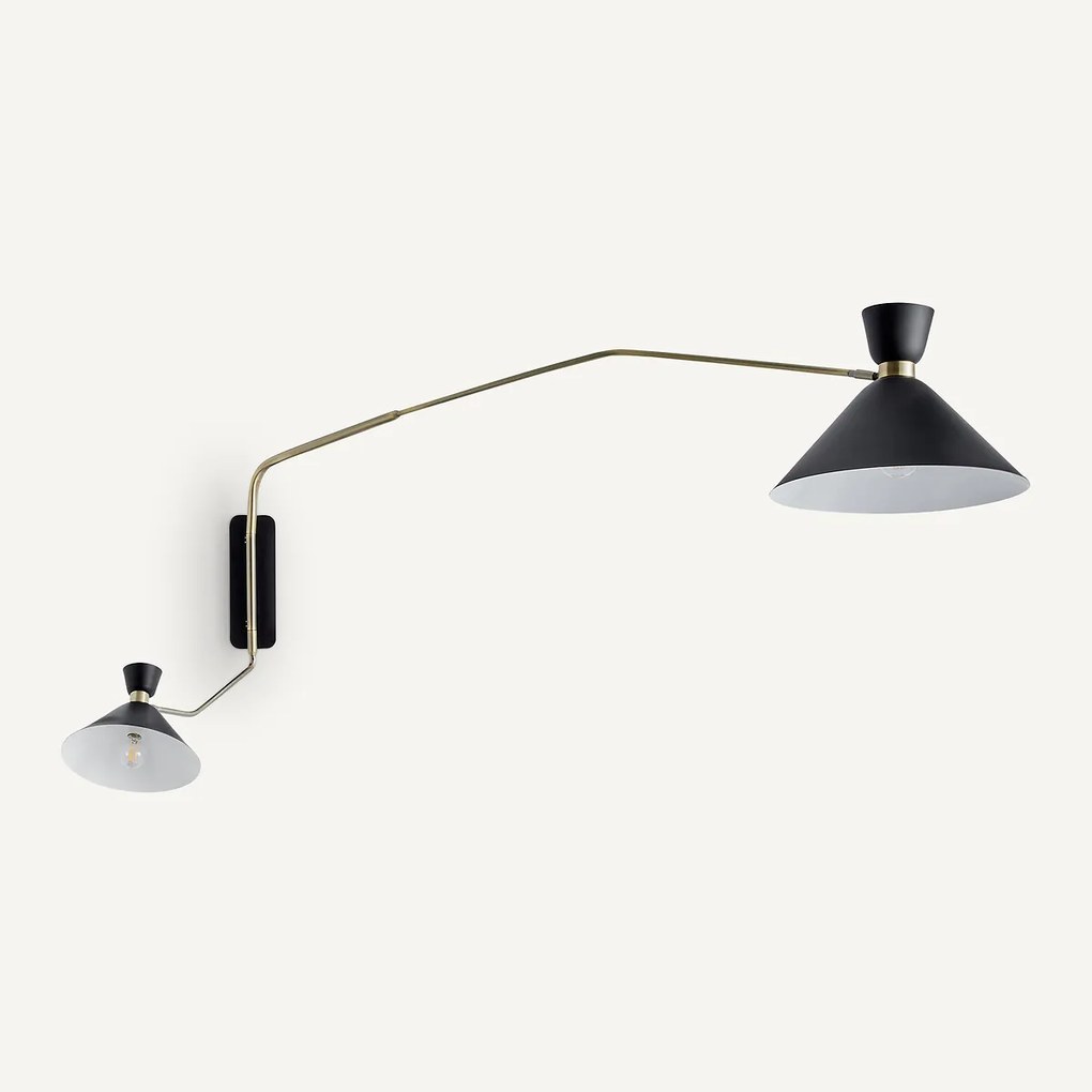 Dubbele wandlamp XL verouderde messing, Zoticus