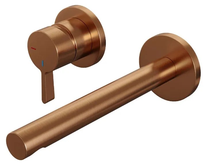 Brauer Copper Edition ColdStart wastafelkraan inbouw rechte uitloop en rozetten model E2 koper geborsteld PVD