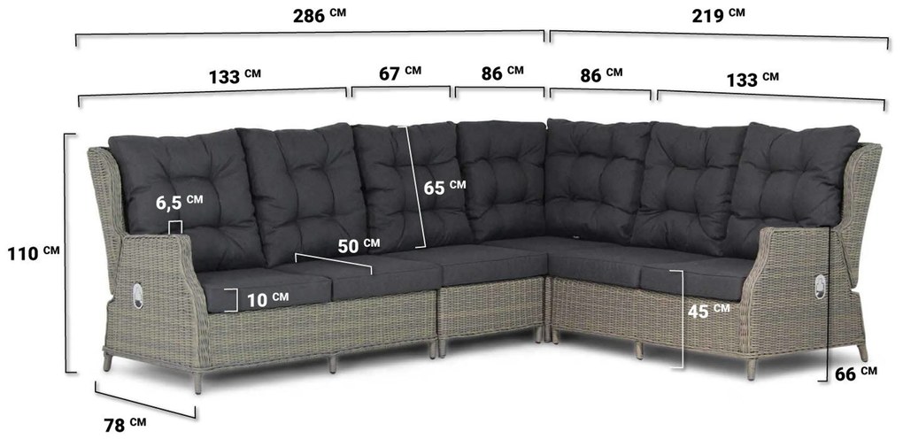 Dining Loungeset 6 personen Wicker Taupe Garden Collections Chicago/Brighton