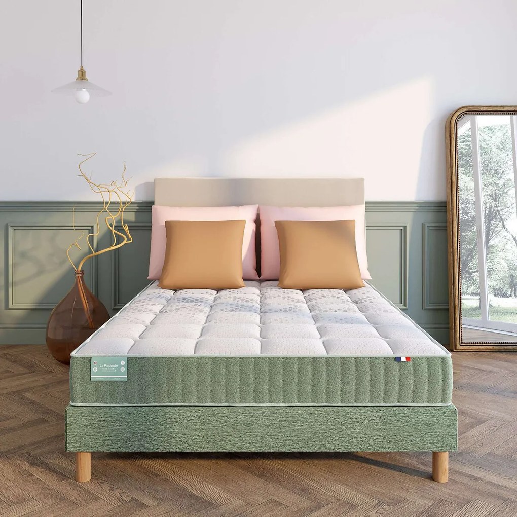 Set van boxspring en matras voor een gevoelige rug, 1362 veren, stevig, met een stevige ondersteunin