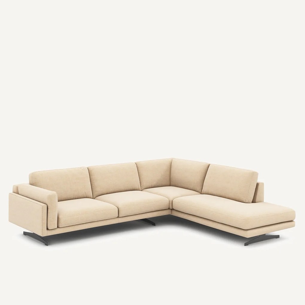 Hoekbank met longchair, gerecycled katoen, CÉSAR