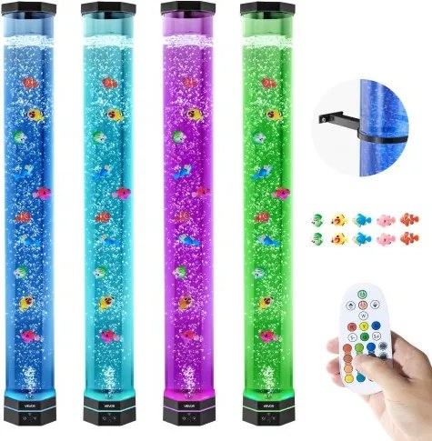 VEVOR Lavalamp met 10 drijvende vissen, 100 cm bubbellamp, 16 kleurveranderende lichteffecten, afstandsbediening, sfeerverlichting, aquariumnachtlampje voor slaapkamer, woonkamer en huisdecoratie