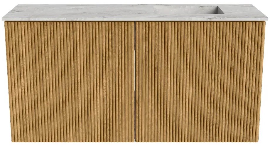 Mondiaz Joya DLux 80cm toiletmeubel oak met wastafel faye rechts zonder kraangat glace