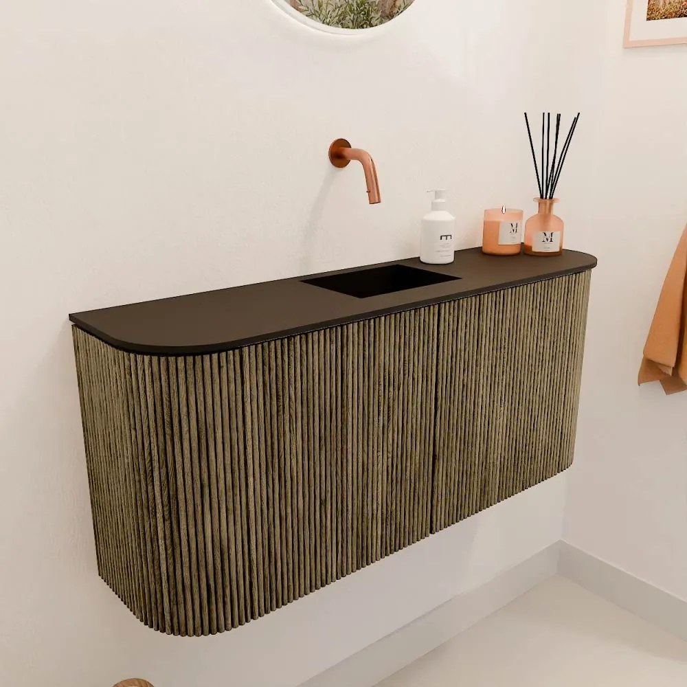 Mondiaz Joya 95cm toiletmeubel ronding links/rechts dusk met wastafel faye midden zonder kraangat urban