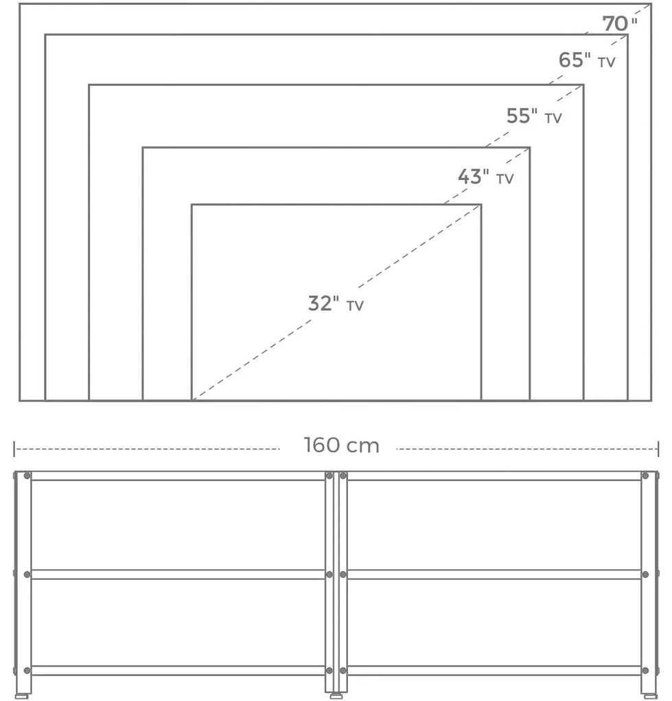 Nancy's Garfield Tv Meubel - Tv Meubels - Tv Kast Industrieel - Salontafel - Bruin/Zwart - 160 x 39.2 x 50 cm (L x B x H)