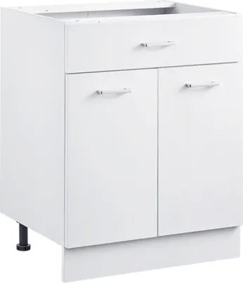 VEVOR witte onderkast (600 x 477 x 816 mm) met lade, ongemonteerde ladekast, zelf te monteren kast met soft-close deuren en verstelbare plank, voor thuis en op kantoor