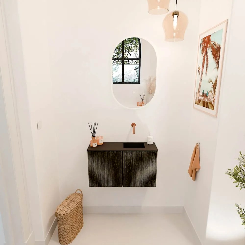Mondiaz Joya 70cm toiletmeubel shadow met wastafel faye rechts zonder kraangat urban