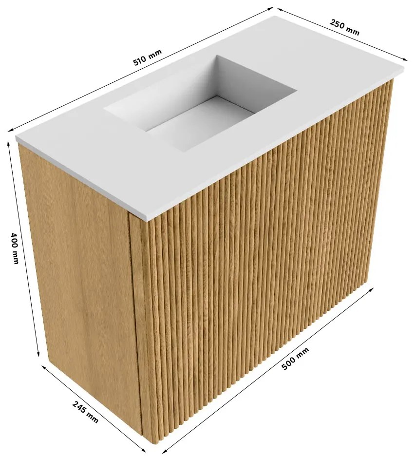 Mondiaz Joya 50cm toiletmeubel walnut met wastafel faye links 1 kraangat urban