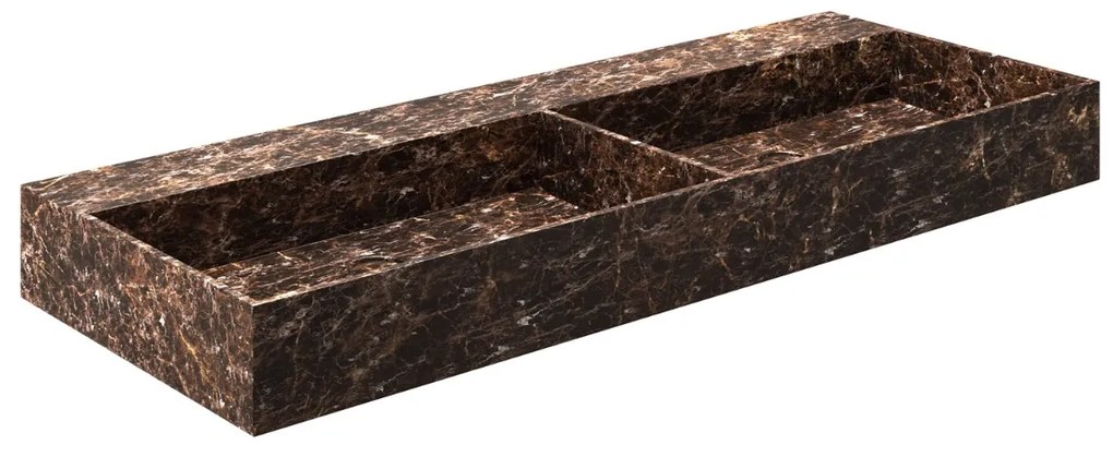 Fontana Dark Emperador badmeubel 120cm mat wit met ribbelfront zonder kraangaten