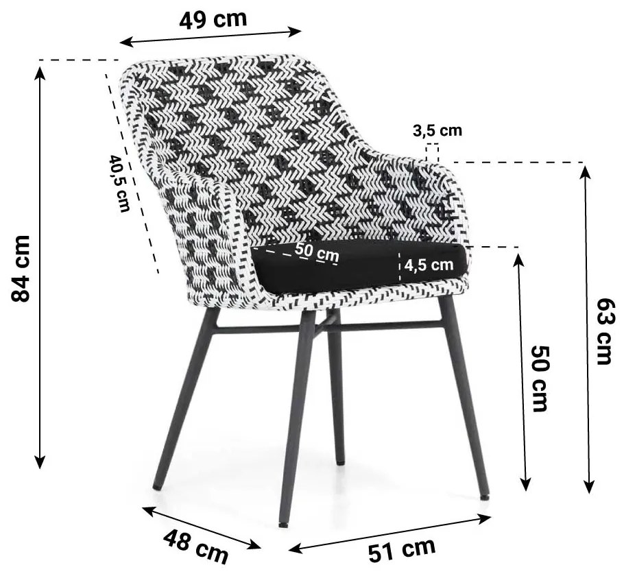 Tuinset 6 personen 230 cm Wicker Zwart Lifestyle Garden Furniture Crossway/Veneto