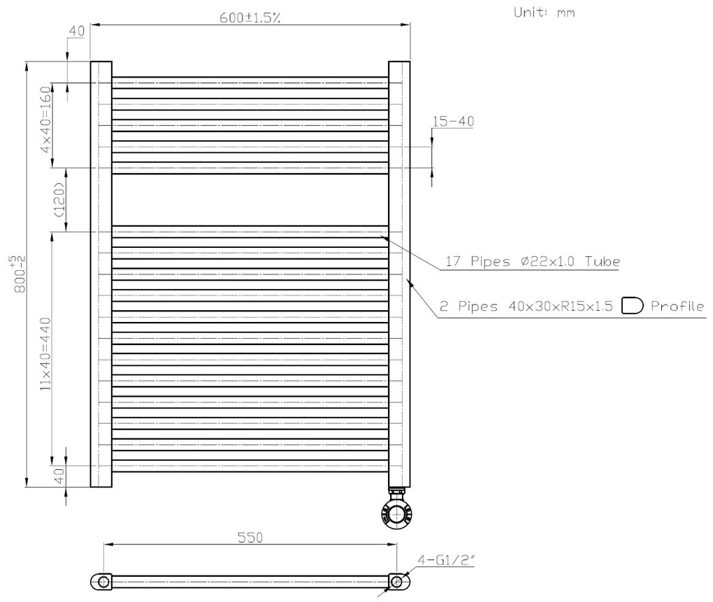 Best Design Senden White elektrische radiator zwart 80x60cm 380W