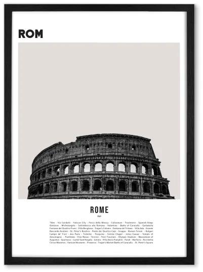 Rome Colosseum Landmark, 50 x 70 cm, ingelijste print, zwart en wit