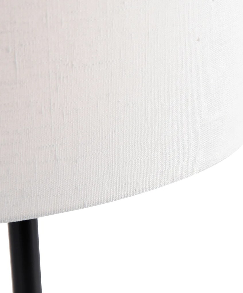 Tafellamp zwart met ovale linnen kap wit 35cm - Simplo Modern E27 Scandinavisch rond Binnenverlichting Lamp