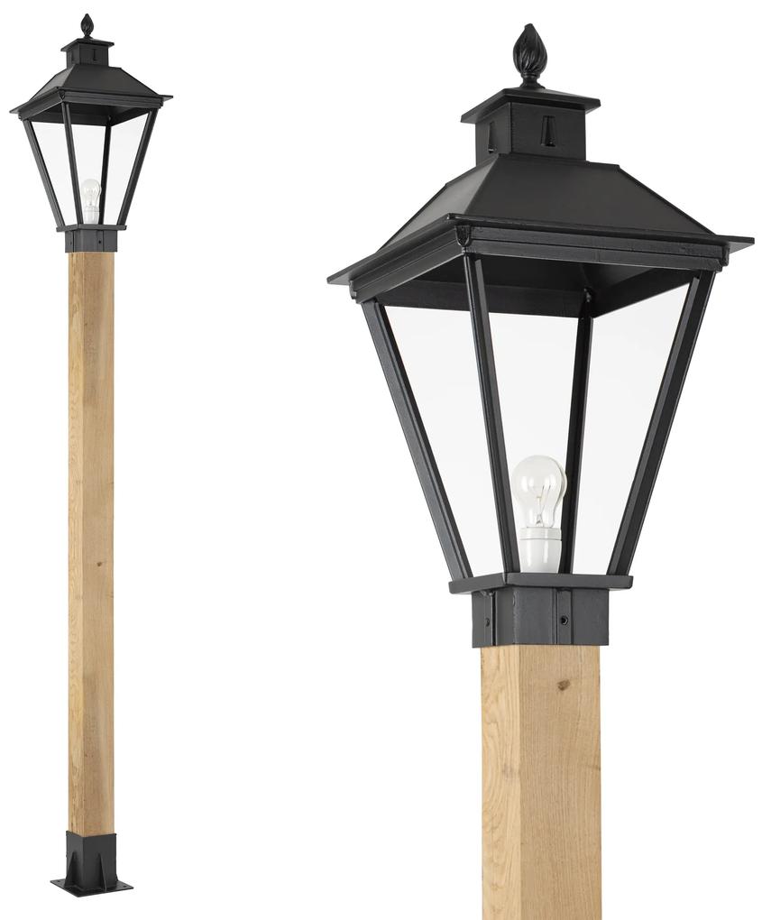 Tuinlamp Square XL WOOD Lantaarn buitenverlichting zwart Tuinverlichting Zwart E27