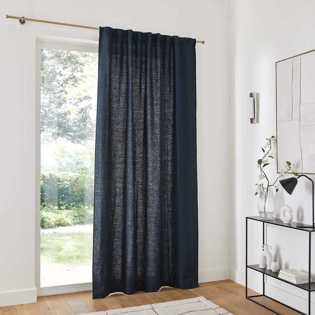 Linnen schermgordijn, met aangerimpelde bies en wave, ELBA