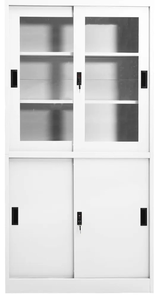 vidaXL Kantoorkast met schuifdeuren 90x40x180 cm staal wit