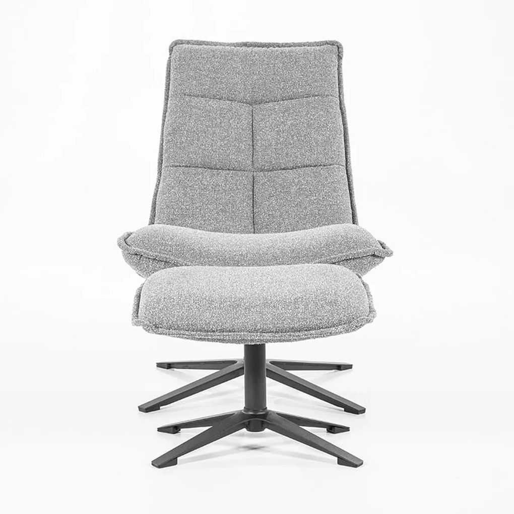 Eleonora Marcus Fauteuil Met Hocker Lichtgrijs Boucle