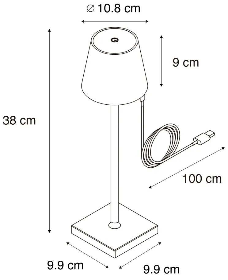 Set van 2 buiten tafellamp wit incl. LED en dimmer oplaadbaar - Janet