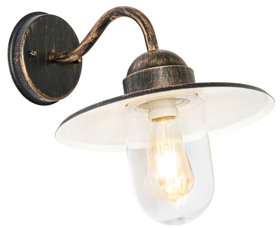 Landelijke buiten wandlamp antiek goud IP44 - Kansas